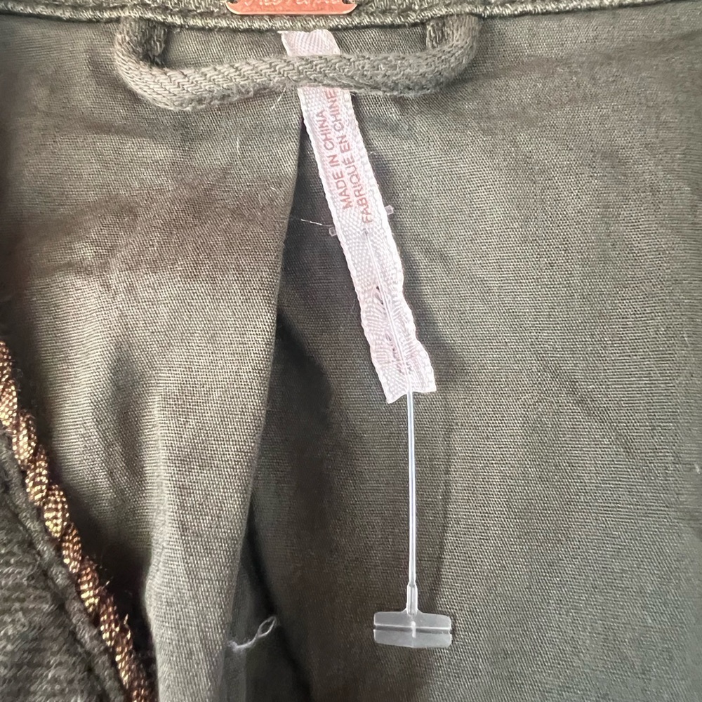 FREE PEOPLE military style  Olive Green Garment with Gold Accents - Picture 2 of 6